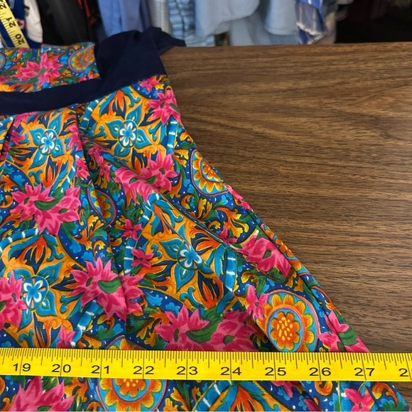 Just B Orange Blue Paisley Sleeveless Mini Flowy Party Dress S - Picture 9 of 11